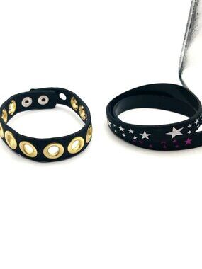 Star Black + Grommet Silicone Wristbands Lot Of THREE New